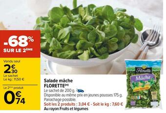 Carrefour Florette salade mâche offre