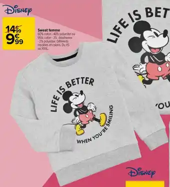 Carrefour Disney sweat femme offre
