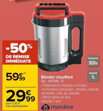 Carrefour Mandine blender chauffant offre