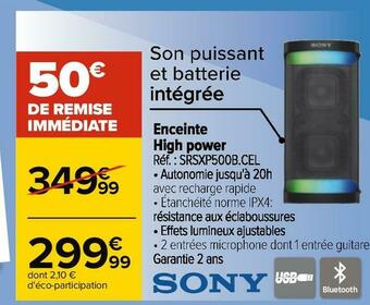 Carrefour Sony enceinte high power offre