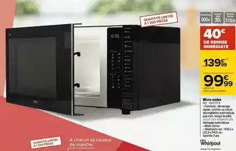 Carrefour Whirlpool micro-ondes offre