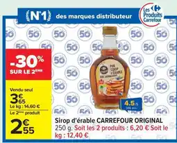 Carrefour Sirop d'érable CARREFOUR ORIGINAL offre
