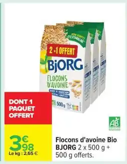 Carrefour Flocons D'avoine Bio Bjorg offre