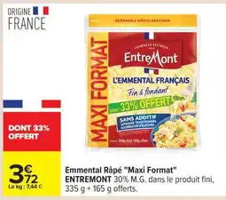 Carrefour Emmental râpé Maxi Format offre