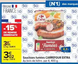 Carrefour Saucisses Fumées Carrefour Extra offre