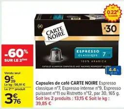 Carrefour Capsules De Café Carte Noire offre