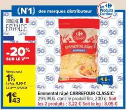Carrefour EMMENTAL RÂPÉ CARREFOUR CLASSIC offre