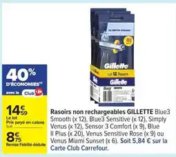 Carrefour Rasoirs Non Rechargeables GILLETTE offre