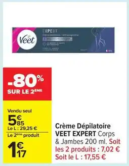 Carrefour Crème Dépilatoire VEET EXPERT Corps & Jambes 200 ml offre