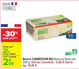 Carrefour Beurre CARREFOUR BIO offre