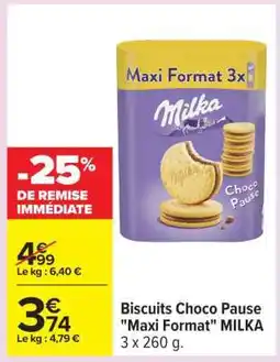 Carrefour Biscuits Choco Pause Maxi Format MILKA offre
