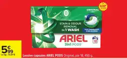 Carrefour Lessive capsules ARIEL PODS Original offre