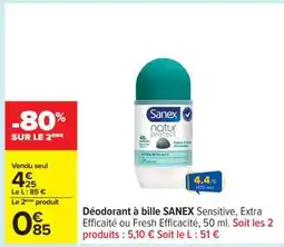 Carrefour Déodorant à bille SANEX offre