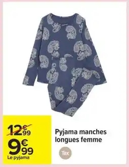 Carrefour PYJAMA MANCHES LONGUES FEMME offre
