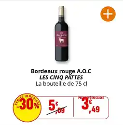 Coccimarket Bordeaux rouge a.o.c les cinq pattes offre