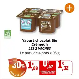Coccinelle Express Yaourt chocolat bio crèmeuh les 2 vaches offre