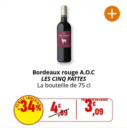 Coccinelle Express Bordeaux rouge a.o.c les cinq pattes offre