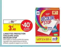 Intermarché Decolor stop lingettes protection couleurs décolor stop offre