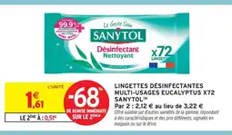 Intermarché Sanytol lingettes désinfectantes multi-usages eucalyptus x72 offre