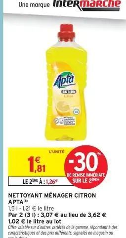Intermarché Apta nettoyant ménager citron offre