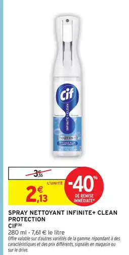 Intermarché Cif spray nettoyant infinite+ clean protection offre
