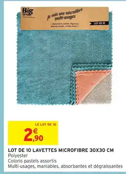 Intermarché Big bross lot de 10 lavettes microfibre 30x30 cm offre