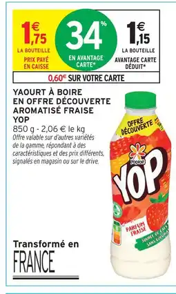 Intermarché Yop yaourt à boire en offre découverte aromatisé fraise offre