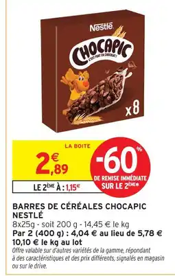 Intermarché Nestlé barres de céréales chocapic offre