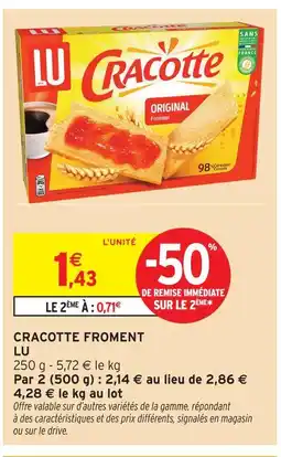 Intermarché Lu cracotte froment offre