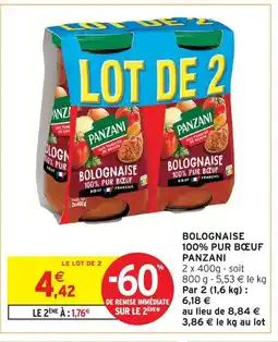 Intermarché Panzani bolognaise 100% pur bœuf offre