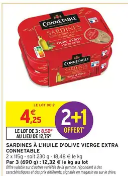 Intermarché Connétable sardines à l'huile d'olive vierge extra offre