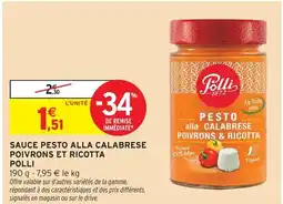 Intermarché Polli sauce pesto alla calabrese poivrons et ricotta offre