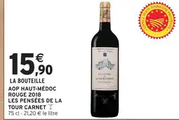 Intermarché Les pensées de la tour carnet aop haut-médoc rouge 2018 offre