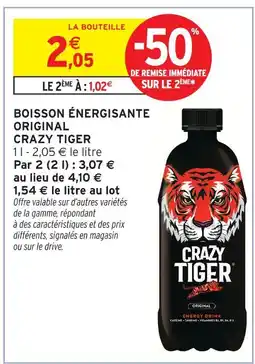 Intermarché Crazy tiger boisson énergisante original offre