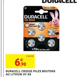 Intermarché Duracell cr2032 piles boutons au lithium 3v x6 offre