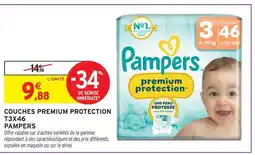 Intermarché Pampers couches premium protection t3x46 offre