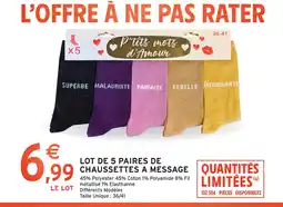 Intermarché Lot de 5 paires de chaussettes à message offre