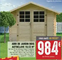 Brico Cash Abri de jardin bois autoclave offre