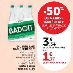 Super U Eau minerale gazeuse badoit offre