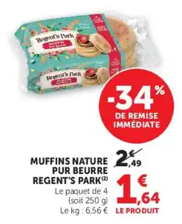 Super U Muffins nature pur beurre regent's park offre
