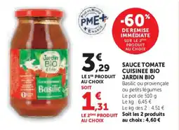 Super U Sauce tomate cuisinee bio jardin bio offre