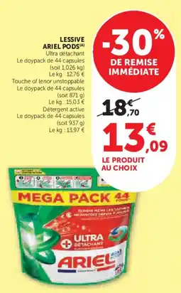 Super U Lessive ariel pods offre