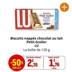 Coccimarket Lu - biscuits nappés chocolat au lait petit écolier offre