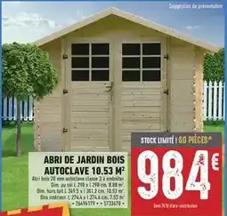 Brico Cash Dim - abri de jardin bois autoclave 10.53 m2 offre