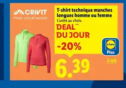 Lidl CRIVIT T-shirt technique manches longues homme ou femme offre