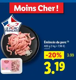 Lidl Émincés de porc offre