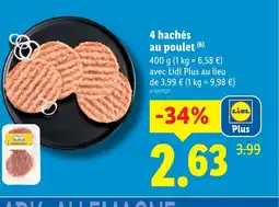 Lidl 4 hachés au poulet offre