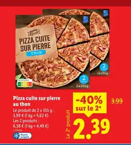 Lidl Pizza cuite sur pierre au thon offre