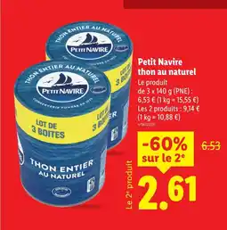 Lidl PETIT NAVIRE thon au naturel offre