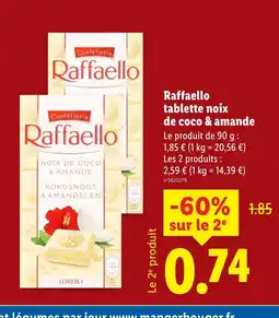 Lidl RAFFAELLO Tablette noix de coco & amande offre
